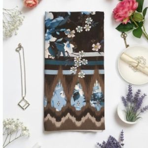 classic brown teal khaddi printed shirt – premium unstitched