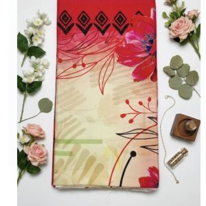 bold beige red khaddi printed shirt – everyday comfort wear